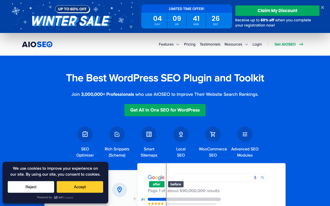 AIOSEO homepage screenshot