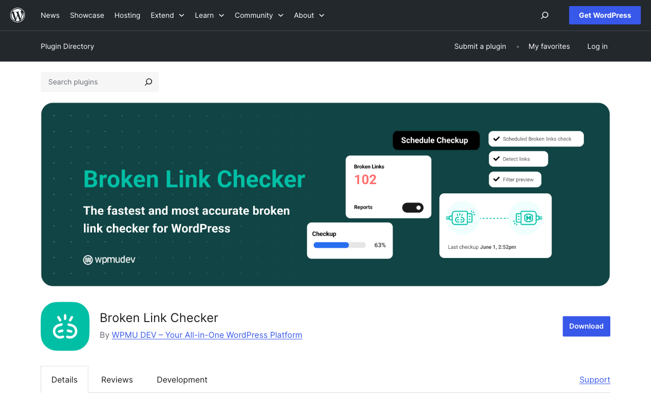 Broken Link Checker homepage screenshot