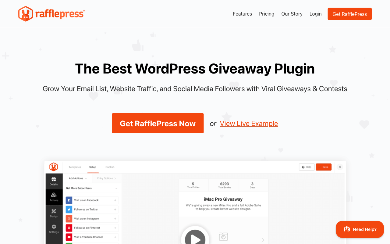RafflePress homepage screenshot