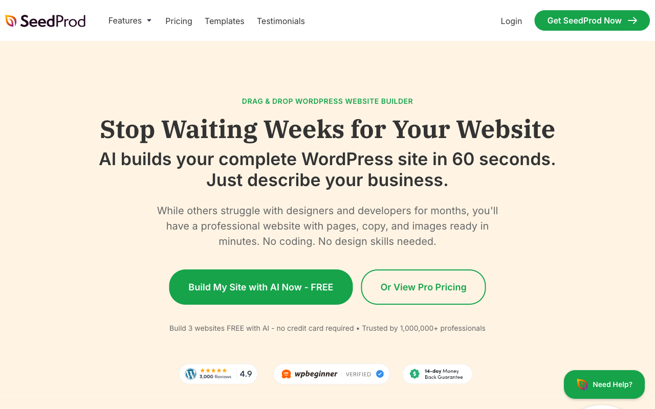 SeedProd homepage screenshot